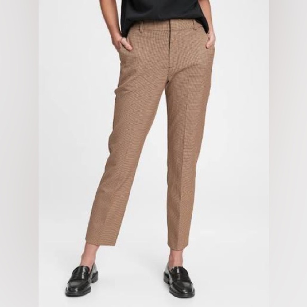 NWT Gap high rise slim ankle pants in brown plaid, size 6